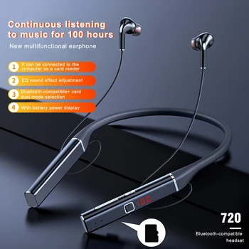 2022 TWS 100 saat Kablosuz Kulaklık Bluetooth Manyetik Boyun Bandı Kulaklık IPX3 Su Geçirmez Spor Kulaklık Gürültü İptal MİC