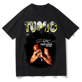 2023 yazlık t-shirt Unisex Siyah Yeni Rahat Kısa Kollu Harajuku Moda pamuklu bluz Hip Hop TUPAC Klasik grafikli tişört