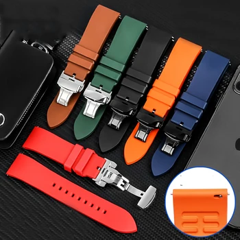 20mm 22mm 24mm Premium Sınıf Flor lastik saat kayışı Bilezik Hızlı Bırakma Çubuğu Watchband Her Marka Saatler Bant