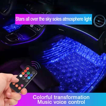 4 adet Araba İç LED RGB Şerit İşık Styling Dekoratif Atmosfer Lambaları Araba İç Ayak İşık Müzik Atmosfer Ayak Lambası