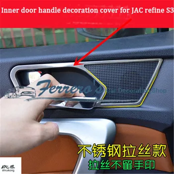 4 ADET / GRUP Araba Sticker Araba Aksesuarları Paslanmaz Çelik İç Kapı Kolu Dekorasyon Kapak İçin 2013-2017 JAC Rafine S3 MK1 MK2 MK3