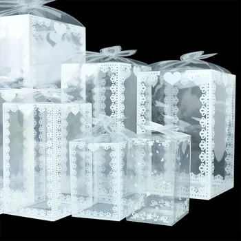 5 adet Şeffaf Hediye Kutusu PVC Plastik Şeffaf Ambalaj Kutuları Doğum Günü Düğün Bebek Duş Parti Festivali Mevcut Şeker Gıda