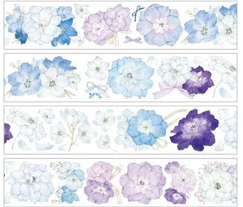 5 Metre Rulo Delphinium Mor Mavi Çiçekler Gümüş Lazer Parlak evcil hayvan bandı