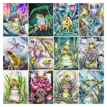 5D DİY Tam Elmas Boyama Nakış Hayvan Kare Yuvarlak Matkap Gölet Fantezi Kurbağa Mozaik mobilya dekorasyonu Hobi Hediye