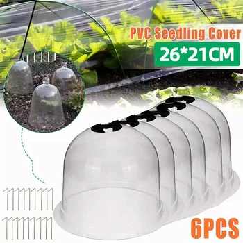 6 Adet Bitki Çan Kapak Dome Anti-Freeze Şeffaf Plastik Koruyucu Kapak Mini Sera Açık Bahçe Tesisi Koruyun Arka Bahçe
