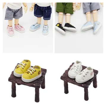 6 renk Ob11 Ayakkabı 2.5*1.1 cm 1/12 BJD Rahat Çizme Mavi , siyah , pembe , kahverengi ,sarı , beyaz spor ayakkabı için Uygun obitsu11, GS