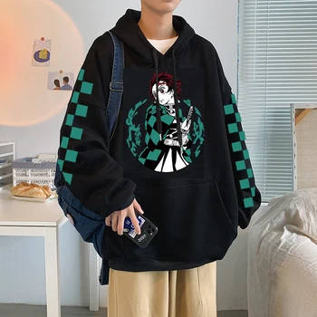 Anime Hoodie iblis avcısı Hoodies Tanjiro Kamado Hoodie Moda Cosplay Kostüm Unisex Harajuku Üst Kazak Giyim
