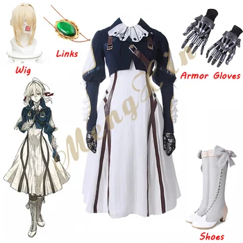 Anime Menekşe Evergarden Cosplay Kostüm Anime Cosplay Menekşe Evergarden Kostüm Kadınlar için Cadılar Bayramı üst giysi Eldiven Custom Made