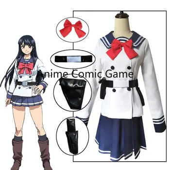 Anime Yüksek Katlı Invasion Yuri Honjo Cosplay Kostüm Etek Seti Tenkuu Shinpan Uzun Peruk JK Denizci Elbisesi Cadılar Bayramı okul üniforması