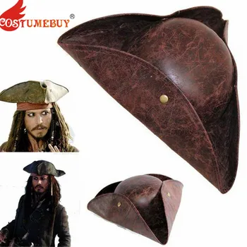 CostumeBuy Jack Sparrow Korsan Kaptan Şapka Rustik Tricorn Kap Kahverengi Antik Şapka L920