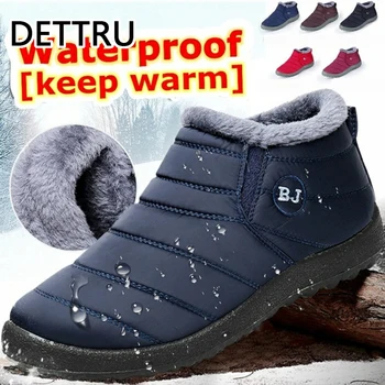 DETTRU Erkek Botları Hafif Kış Ayakkabı Erkekler için Kar Botları Su Geçirmez Kış Ayakkabı Artı Boyutu 47 üzerinde Kayma Unisex yarım çizmeler