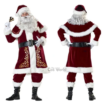 Erkek Yetişkin Noel Baba noel baba Kostümleri Festivali Parti Elbise Noel Hediyesi Üniforma Kıyafet Cosplay Kostümleri Tam Setleri