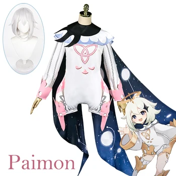 Genshin Darbe Paimon Cosplay Kostüm Üniforma Peruk Cosplay Anime Çin Tarzı Cadılar Bayramı Kostümleri Kadınlar için Oyun