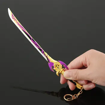 Genshin Darbe Raiden Shogun Saran Yıldırım Oyunu Çevre Silah Anahtarlık Anime Alaşım Bıçak Kılıç Model Oyuncaklar Metal El Sanatları
