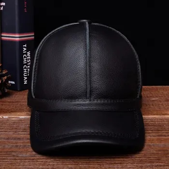 HL028 Hakiki Deri Erkek beyzbol şapkası Şapka Yeni Marka erkek Gerçek Deri Yetişkin Katı Ayarlanabilir Kapaklar