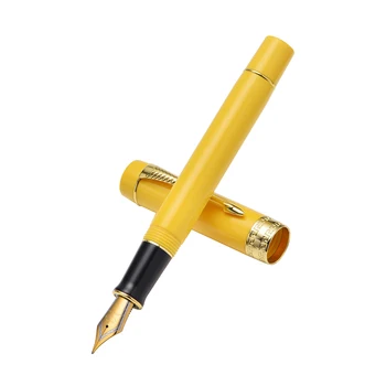 Jinhao 100A Reçine dolma kalem Sarı Mürekkep Kalem Ok Klip İridyum F / M / Bükülmüş Ucu Dönüştürücü İş Ofis Okul Ev için