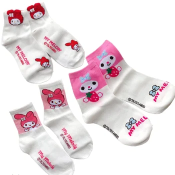 Kawaii Hayvan Bayanlar Kuromi Benim Melody Anime Orta Tüp Çorap Sanrio Hello Kitty Cinnamoroll Karikatür Peluş Erkekler ve Kadınlar Hediye