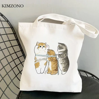 Kedi alışveriş çantası shopper bakkal bolso jüt çanta çanta bolsa compra kumaş alışveriş özel
