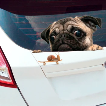 Komik 3D Pug Köpekler Araba Pencere Çıkartma Sevimli Pet 20*30cm Araba Şekillendirme Oto Aksesuarları Köpek Sticker Dropshiping İzle 