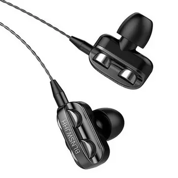 Kulakiçi 3D Stereo Çift Sürücü Müzik Kulaklık Güçlü Bas HİFİ Spor Kulak İçi Kulaklık Akıllı Telefon Kulaklık Kablolu Tuning