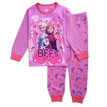 Kız giyim setleri Sonbahar Bebek Pijama Anna Elsa Uzun Kollu Karikatür Ev Giysileri Pamuklu Pijama İç Çamaşırı Çocuklar Kıyafetler