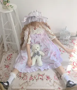 Lolita Elbise Bebek Ayı Süt Yansıtıcı JSK Elbise rönesans gotik lolita çay partisi loli prenses elbise lolita bluz