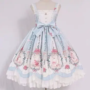 Lolita elbise tatlı lolita kafes rüya boncuk zincir kolye dalga jsk elbise retro viktorya dönemi tarzı elbise kawaii kız gotik lolita