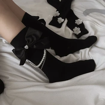 Lolita İlmek İnci Zincir Kaburga Çorap Öğrenci Sevimli Çorap Kadın Yumuşak Pamuk Nefes Çorap Kız İlmek diz üstü çorap