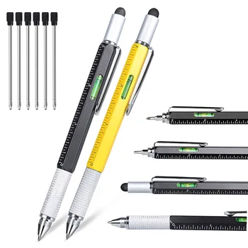 Lüks All-metal çok fonksiyonlu alet kalem yaratıcı tükenmez kalem seviye tornavida cetvel Kalemi