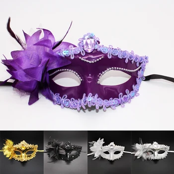 Lüks Venedik Masquerade Maskeleri Kadın Kızlar Seksi zambak çiçeği Göz Maskesi süslü elbise Cadılar Bayramı Noel Partisi Tilki Yüz Kapakları