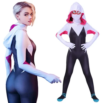 Marvel Süper Kahraman Örümcek Adam Cosplay Kostüm Anime Içine Örümcek Ayet Örümcek Gwen Stacy Tulum Bodysuit Çocuklar ıçin Yetişkin