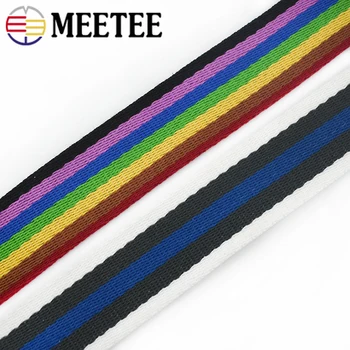 Meetee 5 metre 38mm Polyester Pamuk Dokuma Renk Şerit Web Şerit Çanta Askısı Kemer TapeDIY Konfeksiyon Dikiş Dekor Aksesuarları
