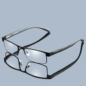 Metal Erkek İş okuma gözlüğü Retro Klasik Kare Presbiyopik Gözlük Mavi Engelleme Lensler Optik Gözlük 1.0 1.5 ila 4.0
