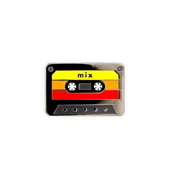 Mix bant emaye pin retro 80s müzik rozeti kaset teyp broş müzik severler hediye