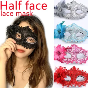 Moda Lüks Venedik maskeli balo maskesi Kadın Kızlar Seksi Tilki Göz Maskesi Yarım Yüz Dantel Maskesi süslü elbise Cadılar Bayramı Partisi Sahne