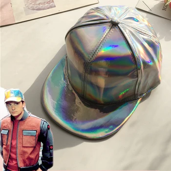 Moda Marty McFly Lisanslı Gökkuşağı Renk Değiştiren Şapka Kap Geri Gelecek Sahne Bigbang G-Ejderha beyzbol şapkası Baba Şapka