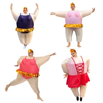 Pembe süslü elbise Bale Sumo Şişme Kostüm Yetişkin Komik havaya uçurmak Takım Elbise Dropship Cadılar Bayramı Partisi Cosplay Şişman Elbise
