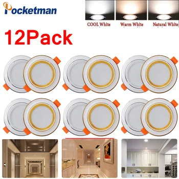 Pocketman 6/12 Adet LED Downlight 220V 9W İnce Tavan Lambası 3 Renk LED gömme aydınlatma LED Lamba Aydınlatma LED Sürücü İle