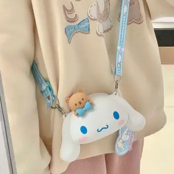 Sanrio Cinnamoroll Babycinnamoroll Silikon askılı çanta Yaratıcı Kız Sevimli Moda saklama çantası Değişim Kulaklık Çantası