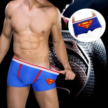 Seksi Erkek İç Çamaşırı Külot Karikatür Süper Kahraman Cosplay Rahat Elastik Külot Nefes İç Çamaşırı