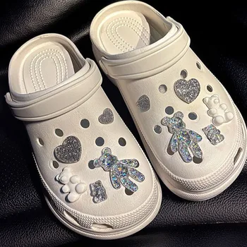 Sevimli Lüks Ayakkabı Aksesuarları Taklidi Bling Croc Takılar Metal Zincir Croc Ayakkabı Süslemeleri Dıy Toka İnci ayakkabı Çiçek Yeni