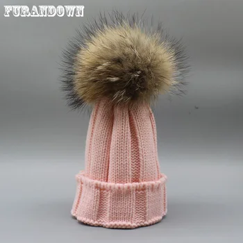 Sevimli Yürümeye Başlayan çocuk şapkaları Kız Erkek Bebek Kış sıcak Tığ Örme Şapka 2019 Marka Bere Kürk Ponpon Kap çocuk Kapaklar