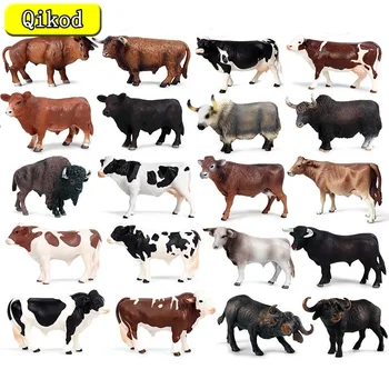 Simülasyon Sevimli Çiftlik Hayvanları Süt İnek Sığır Buzağı Angus Bull ÖKÜZ Buffalo Modeli Aksiyon Figürleri Eğitici Pvc Sevimli Oyuncak Çocuklar Hediye