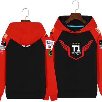[STOK]Oyun LOL Dünya Şampiyonu S7 Takımı SKT T1 Oyuncu Üniforma Kalın Pamuklu Polar Hoodie Ceket Kazak Sahte erkek Üst XS-4XL