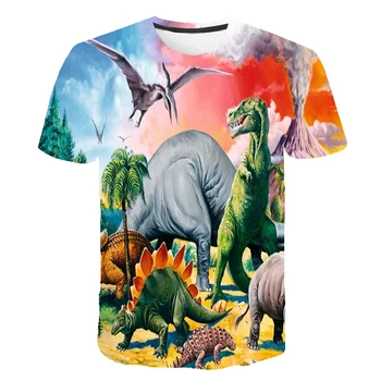 Süper Yangın Erkek Dinozor T-Shirt Doğum Günü Karikatür T-Shirt Mutlu Doğum Günü Dinozor Hediye T-Shirt Erkek ve Kız Hayvan Komik Hediye