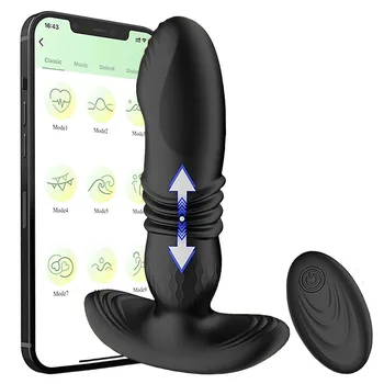 Teleskopik Anal Vibratör Butt Plug APP Kablosuz Uzaktan Erkek prostat masaj aleti Butt Plug g-spot Anüs Stimülatörü Seks Oyuncakları erkekler için