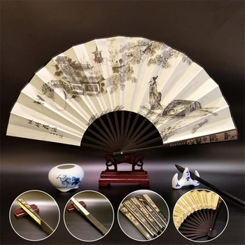 Vintage İpek yelpaze Çin Tarzı Bambu Dans El Fan Düğün Parti Ev Dekorasyon Süsler