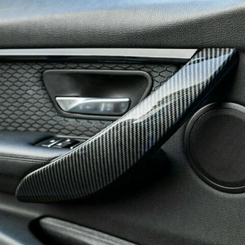 YENİ Araba İç Kapı çekme kolu Kapak Karbon ABS Fiber İç Kapı Kolu ayar kapağı Sol Sağ BMW 3 4 serisi için M3 M4
