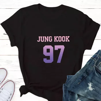 YENİ kadınlar için v (taehyung) jungkook fan T shirt kadın suga Kpop Harajuku tişört kadın tişörtleri estetik elbise