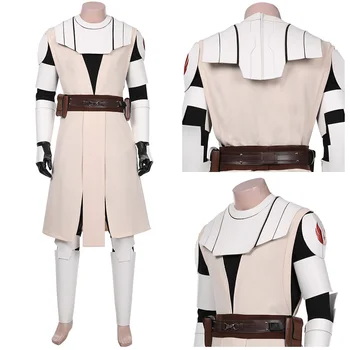 Yetişkin Erkekler Klon Savaşları-Obi-Wan Kenobi Cosplay Kostüm Ceket Üniforma Kıyafetler Cadılar Bayramı Karnaval Elbise